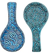 BCS Spoon Rest Set of 2 - Ceramic Spoon Holder for Stovetop & Kitchen Counter - Dishwasher Safe H...