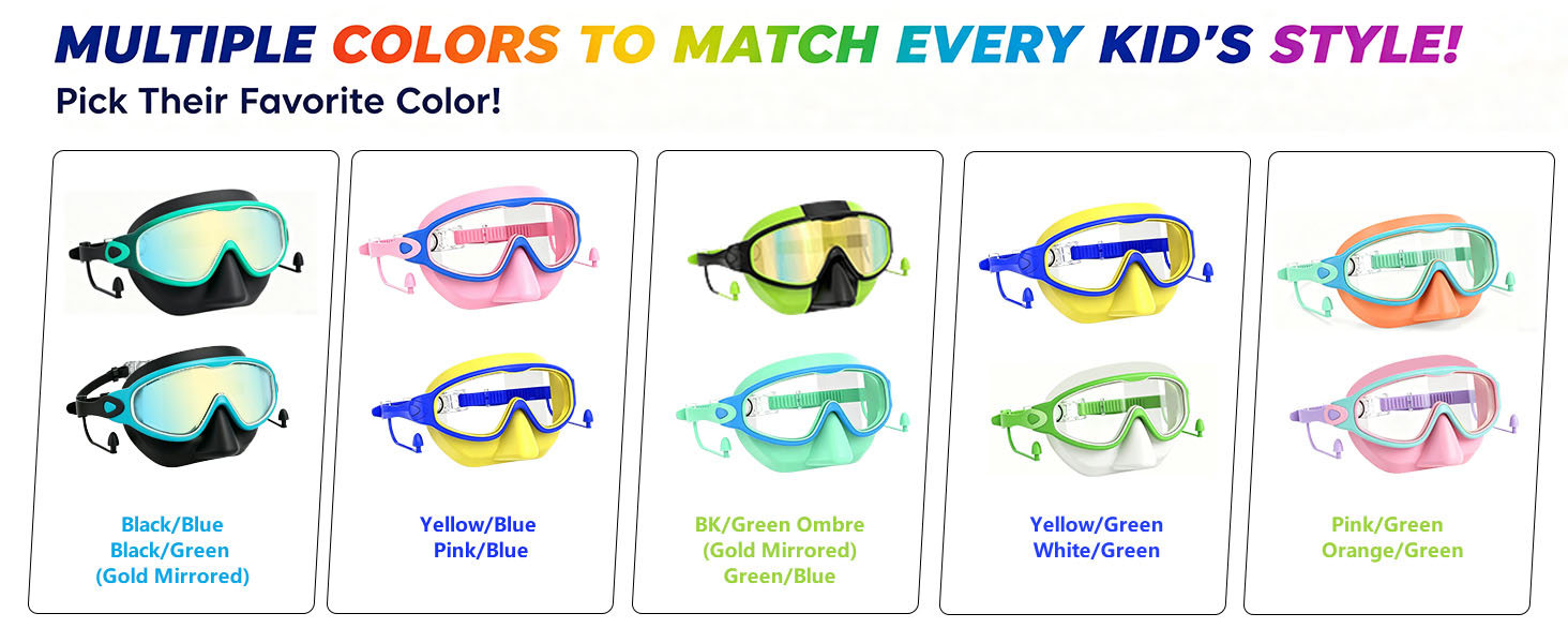 180° Wide View Swim Goggles Water Goggles for Kids kids swimming goggles