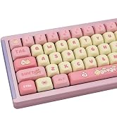 GEKUCAP PBT Cute Pink Yellow Keycaps 136 Keys XOA Keycaps Dye Sublimation Custom Keycaps Set Roun...