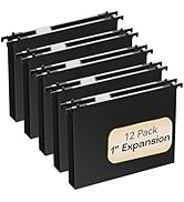 NORDUN Plastic Hanging File Folders Letter Size,12 Pack Reinforced 1" Expanding Heavy Duty Hangin...