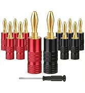 Zylveron Banana Plugs, Solderless 24K Gold Plated 4mm Speaker Wire Connectors | 6 Pairs / 12 Pcs ...