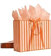 10 Pcs Striped Gift Bags with Handles and Tissue Paper, 12.6'' Bridesmaid Gift Bags for Wedding B...
