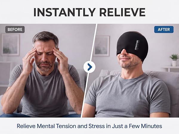 Migraine Relief Cap, Upgraded Headache Relief Cap with Odorless Reusable Gel