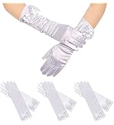 AUHOKY 4 Pairs Little Girls Long Princess Costume Formal Bows Glove, Age 3-8