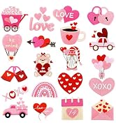 Jongdari 20pcs Valentine's Day Iron on Patches, Pink Valentines Day Embroidered Sweet Heart Love ...
