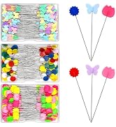 Fteven 300PCS Flat Head Straight Pins Kits, Head Sewing Pins Quilting Pins, Flower Head Sewing Pi...