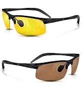 BLUPOND Set of 2 HD Day and Night Driving Glasses - Polarized Sunglasses and Yellow Night Vision ...
