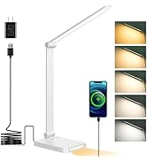 Dott Arts LED Desk Lamp with USB Ports, Touch Control, 5 Color Modes, 3 Brightness Levels, Foldab...