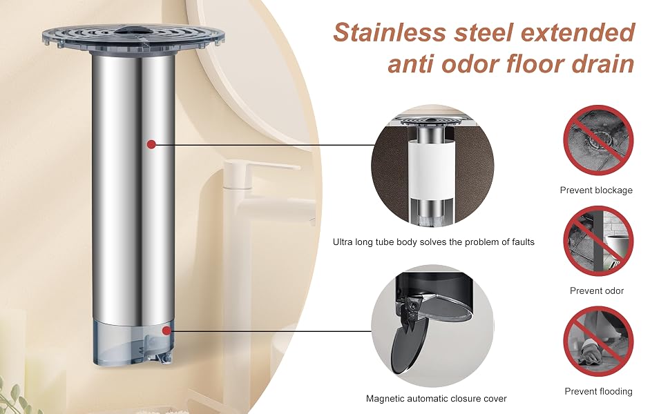 Stainless Steel Extended Anti Odor Floor Drain