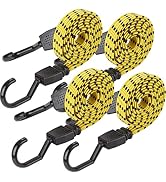 CARTMAN Ultra 48" Black/Yellow Flat Bungee Cord, 4pk x 48"