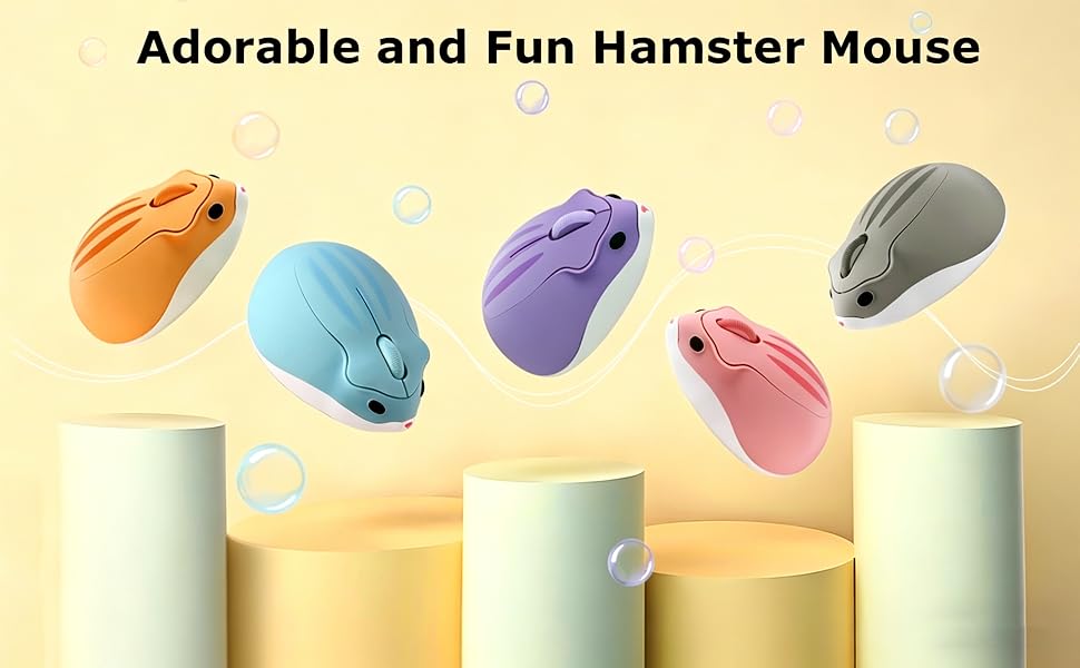 Wireless Mouse Cute Hamster Shape Silent Click Portable Compact Optical 1200DPI USB Cordless Mice