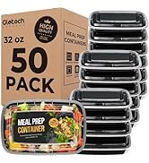 Glotoch Meal Prep Containers 32oz 50 Pack(100 Piece) with Lids, 1-compartment Plastic food storag...