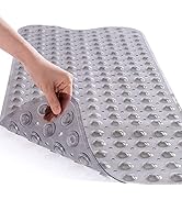 ROSMARUS Extra Long 16” x 39” Non-Slip Bathtub Mat, Shower Mat for Tub with Suction Cups and Drai...