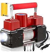 MESHUBA Dual Cylinder Tire Inflator Portable Air Compressor, 150 PSI 12V Air Pump with Digital Di...