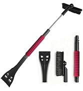 Ice Scraper and Snow Brush for Car, Lightweight 7" Brush Head & 33.5" Extendable Handle for Quick...