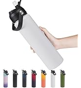 Fijinhom 24oz Insulated Stainless Steel Water Bottle, Wide Mouth Double Wall Vacuum, Silicone Str...