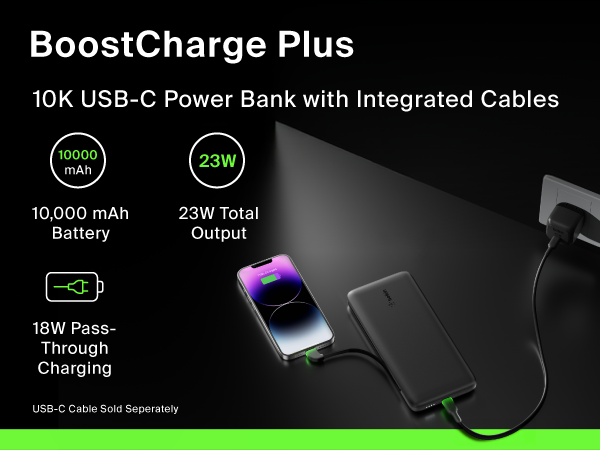 Image of belkin power pack with text reading boostcharge plus.