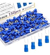 smseace 150PCS #8 Fork Spade Wire Connectors - Blue 16-14 AWG M4 U-Type Electrical Crimp Terminal...