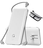 Portable Charger with Built-in Cables and AC Wall Plug, USB C External Battery Pack, 10000mAh Tra...