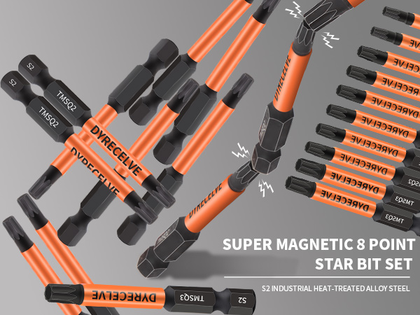 10-Pack 8 Point Star Bit - Professional 8 Point Torx Bit