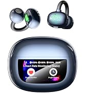 MINISO Clip On Earbuds Open Ear Earbuds Wireless Bluetooth 5.4 Headphones Heart Rate Monitor, Noi...