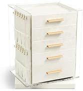 KAMIER Jewelry Organizer Box 360° Rotating - Jewelry Display Case with Transparent Window - Jewel...