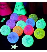 Mega-L Glow in the Dark Balls, 8 Pcs Glow Party Games Bouncy Rubber Balls Multicolor Glow in the ...