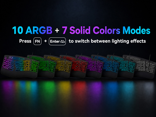 16 RG7 Modes – 10 Rainbow + 7 Solid Colors.