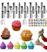 Satianyou 24 Pcs/Set Icing Piping Tips Set,Stainless Steel Frosting Piping Kit,Pastry Cake Decora...