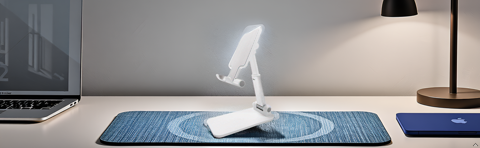 A sleek and modern desk with a minimalist design, showcasing the product against a backdrop of a cit