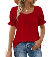 WIHOLL Womens Short Sleeve Square Neck Summer Tops Dressy Casual Blouses Trendy Clothes 2026