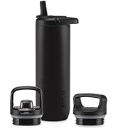 ZULU Base 24oz Stainless Steel Water Bottle with 3 Lids- Straw, Chug, Twist | Double Walled and V...