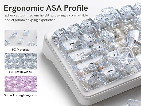 White Crystal jelly keycaps,thick pc keyboard caps