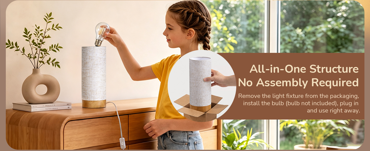 ALL-IN-ONE STRUCTURE, NO ASSEMBLY REQUIRED TABLE LAMP