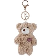 Jowxsx 1Pc Brown Bear Pink Heart Mini Keychain for Backpack,Soft Cotton Key Chain Keychain for Gi...