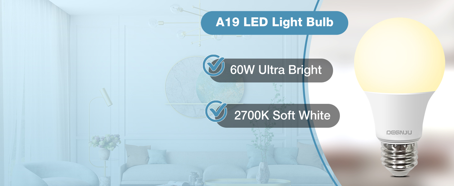 degnju a19 led light bulbs soft white 2700k 60w warm white light
