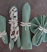 FOLINS&HOME Sage Green Heavy Duty Cloth Napkins Set of 4 - Decorative 17x17 Inch Polyester Napkin...