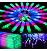 HONLYNE 44 PCS Foam Glow Sticks with 3 Modes Colorful Flashing, Foam Light Up Sticks, LED Light S...