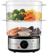 OVENTE 2-Tier Electric Food Steamer, 5 Qt Stainless Steel, Silver FS62S | Stackable Steam Cooker ...