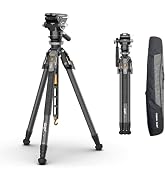 COMAN T1SV5 One-Snap Release Carbon Fiber Tripod, 63" Adjustable Professional Tripod for Camera, ...