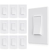 AIDA Single Pole Rocker Decorator Light Switch, 15 Amp Self-grounding Electrical Light Switches, ...