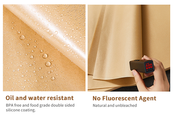 BPA free and food grade double sidedsilicone coating Natural and unbleached