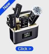 SmaFun Mini Microphone for iPhone Android – Wireless Lavalier Mic(2TX+2RX+Charging Case) with Dua...