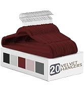 MOONLIGHT20015 Velvet Hangers 20 Pack - Non Slip Burgundy Felt Hangers with 360° Rotatable Swivel...