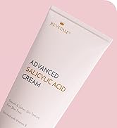 Text reads 'ADVANCED SALICYLIC ACID CREAM' on white skincare tube on pink background, product for facial treatment.