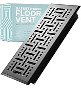 Home Intuition Floor Vent Covers - Floor Register 2x10 Inch - Matte Black Basketweave Metal Air/H...