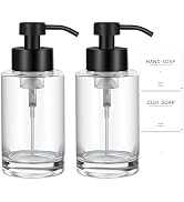 Foaming Soap Dispenser Set, 17 Oz Clear Glass Hand Soap Dispenser with Matte Black 304 Rust Proof...