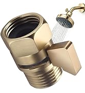 Brushed Gold Shower Head Flow Restrictor, 1/2" IPS Shut Off Valve Flow Control Valve, Brass Water...