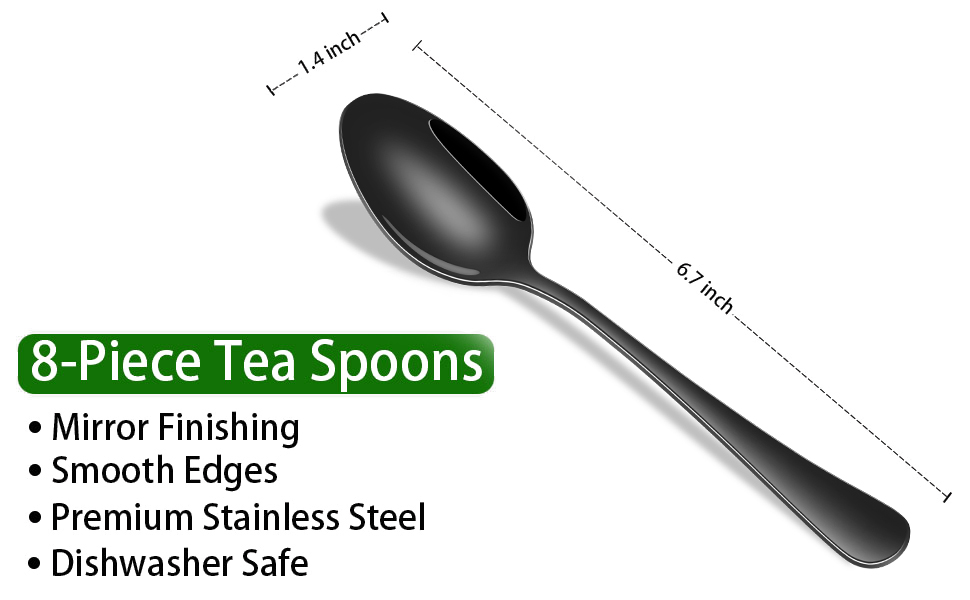 8 Pieces stainless steel black tea spoons set