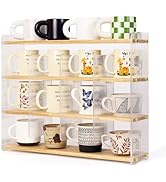 KAOTGOT Coffee Mug Holder Wooden Cup Station Organizer 4-Tier Cup Holder for Coffee Bar Mug Displ...